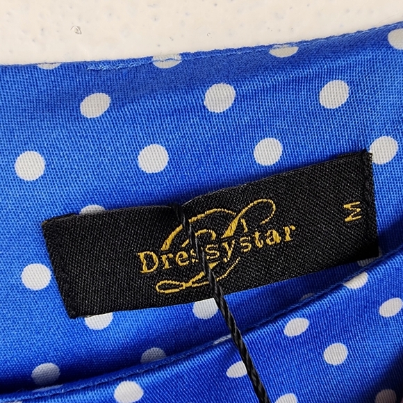 Vintage-Inspired Dressystar Polka Dot A-Line Dress with Removable Belt Size M - Picture 3 of 6